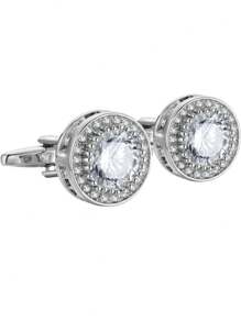 1 Paar Silber weiße Zirkonia Kristall Manschettenknöpfe für Herren, CZ Manschettenknöpfe funkeln, diamantartiger goldener Zierat Manschettenknöpfe für Hochzeit, Bräutigam, Trauzeuge