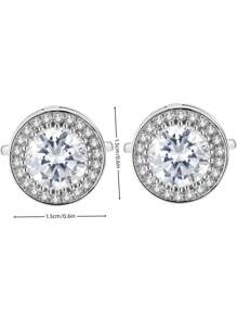 1 Paar Silber weiße Zirkonia Kristall Manschettenknöpfe für Herren, CZ Manschettenknöpfe funkeln, diamantartiger goldener Zierat Manschettenknöpfe für Hochzeit, Bräutigam, Trauzeuge