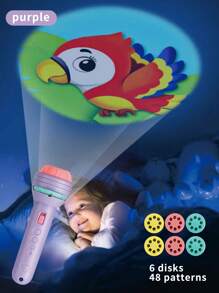 1 Set Children Projector Flashlight Toy, Slide Projector Flashlight, Educational & Entertaining, Projection Lights, Pattern Projection, Interactive Learning, Quick Pattern Change By Rotating Slides, Random Colors & Contents - Multicolor - View 16