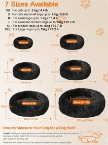 1 件装毛绒圆形宠物床舒适温暖适合大、中、小型猫狗四季睡眠 - 黑色 - 查看 6
