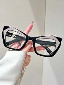 1 件女士超大不对称六角形复古时尚老花镜，独特拼接设计，奢华之选 +1.0 至 +4.0 - 透明 - 查看 25