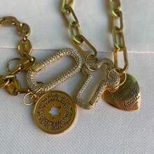 1Pc Chunky Carabiner Clasp Necklace Buckle Women's Bracelet With A Fashionable Pendant, Suitable For Daily Wear By Women