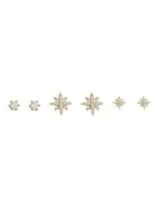 6 Stücke Ohrstecker mit Strass Dekor,