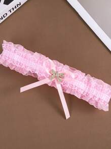 1pc Multi-Color New Bride Sexy Lace Leg Garter, Adjustable Lace Trim High-End Bridal Wedding Decoration Accessory