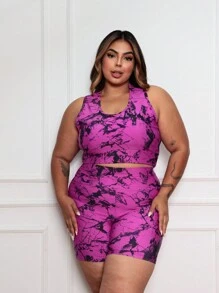 WOMEN'S PLUS SIZE SET, THIGH-RISE GYM SUPLEX POWER, VERY THICK - Dusty Purple - View 1