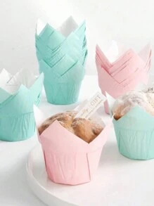蓝色/粉色蕾丝杯，火焰图案纸杯蛋糕杯，适合婚礼、生日、节庆派对用品 - 彩色 - 查看 4