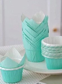 蓝色/粉色蕾丝杯，火焰图案纸杯蛋糕杯，适合婚礼、生日、节庆派对用品 - 彩色 - 查看 3