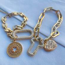 1Pc Chunky Carabiner Clasp Necklace Buckle Women's Bracelet With A Fashionable Pendant, Suitable For Daily Wear By Women