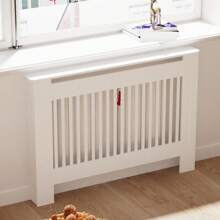 BingoPaw Radiator Cover, High Radiator Cover, Vertical Slat Wood, White, Painted MDF Country House Style, Radiator Cover 101 Cm High And 19 Cm Weith For Bedroom, Living Room, Office Radiator Cover, 4 Length Sizes - M-111x19x101 cm - View 5