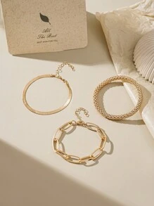 Bộ 3 vòng tay xương rắn phong cách Punk dành cho nữ, phụ kiện kim loại nhiều lớp cá nhân hóa, thích hợp để đeo hàng ngày và dự tiệc - phong cách 1 - Xem 3