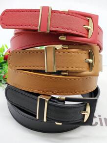 3 Pieces Leather Belt With Buckle 2.3CM