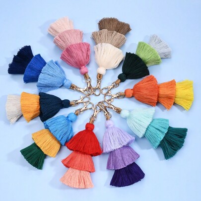 1 pièce Porte-clés à pompon bohème multicolore de 50*167mm, porte-clés à pompon mignon pour sac à dos, charmes à franges tricolores Mala, franges pour sacs à main, nouveaux accessoires de porte-clés pour décoration du Nouvel An