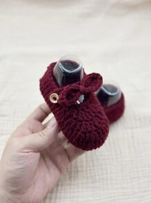 1 Pair Crochet Bowknot Handmade Infant Shoes, Crawler Indoor Floor Socks