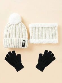 2/3 Peças Conjunto Chapéu, Lenço e Luvas da Moda para Mulheres, Gorro de Inverno Quente de Camada Dupla, Lenço de Pescoço Feminino, Touca Balacrava para Menina