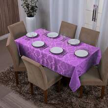 Luxury Jacquard Tablecloth For 8 People 1.35x2.60 In Various Colors, Beautiful And Sophisticated Decoration - tử đinh hương - Xem 1