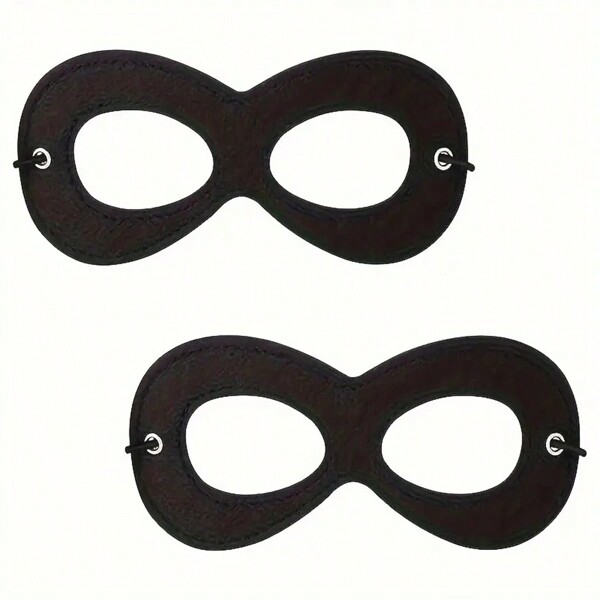 1pc/2pcs Adjustable Black Felt Eye Mask, Suitable For Halloween - Half Face Mask With Elastic Strap, Party And Costume Accessory