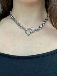 1 Hot Jewelry Personalized Thick Chain Necklace Europe And The United States Fashion OT Buckle Necklace Women - chain - View 4