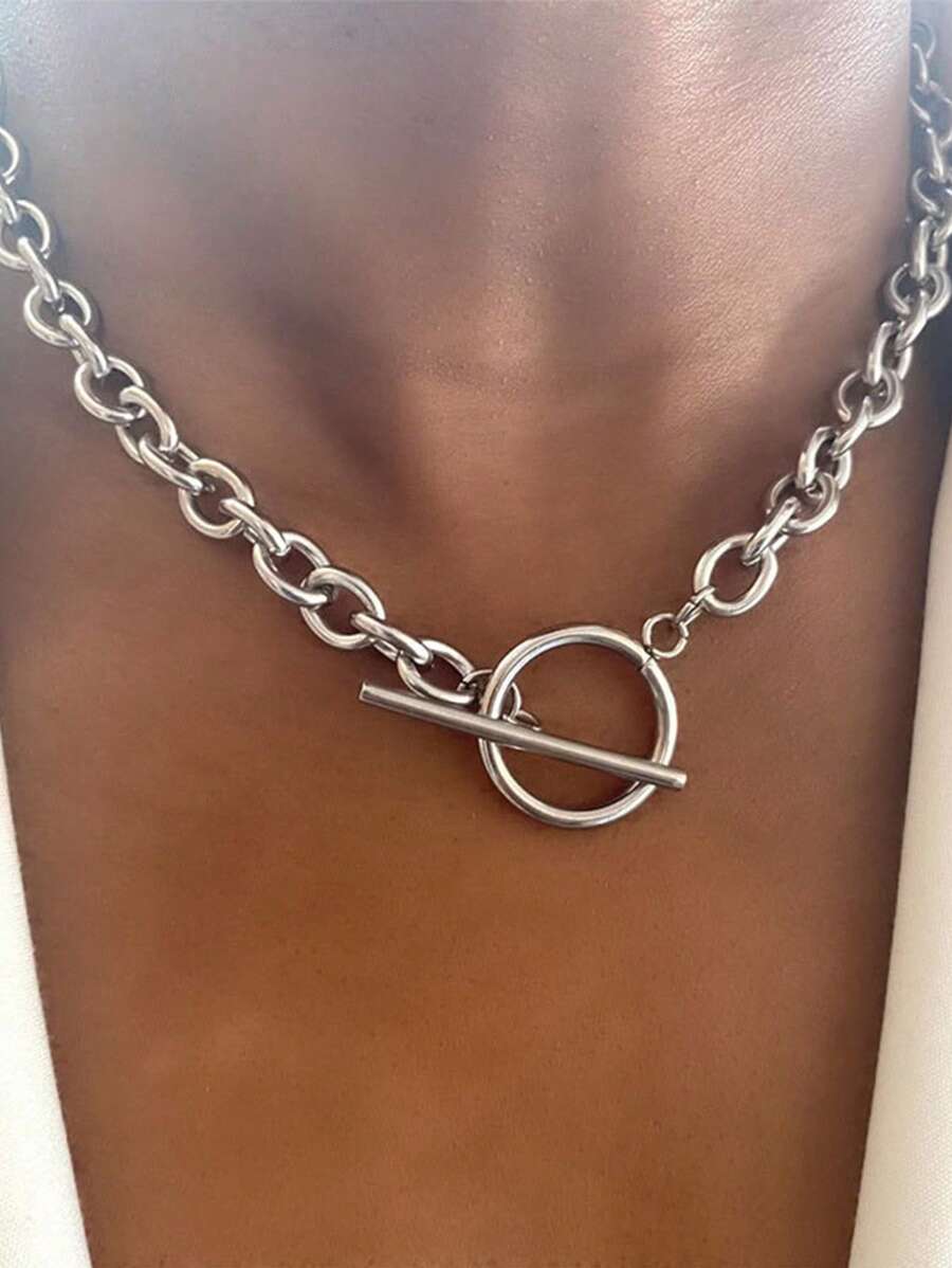 1 Hot Jewelry Personalized Thick Chain Necklace Europe And The United States Fashion OT Buckle Necklace Women - chain - View 1
