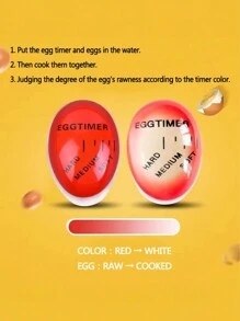 1 个鸡蛋计时器，厨房小工具热魔法变色鸡蛋计时器煮鸡蛋时间温度计，变色指示器 - 软、中、硬煮鸡蛋，热敏感，耐用的厨房辅助工具，礼物和家庭使用，变色鸡蛋计时器，非常适合煮鸡蛋，红色计时器工具 - 紅色 - 查看 5