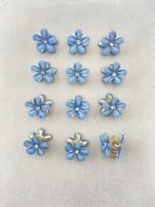 Juego de 8 piezas/12 piezas Pasadores para el cabello de metal y cristal con diseño de flores, ganchos para el cabello, pinzas para el cabello, pinzas para el cabello, sujetadores para el cabello