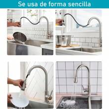 Llave Mezcladora Monomando Para Cocina Moderna Y Duradera Plateada - Plateado - Ver 3