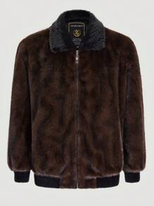 男士时尚翻领高端奢华羊毛大衣，冬季厚实保暖 - 紫紅色 - 查看 2