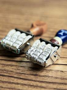 1 件复古风格日期印章，适用于日记/计划器，Zakka 设计，具有邮政效果的木制滚轮印章 - 彩色 - 查看 3