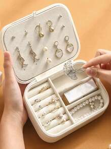 1 个拉链珠宝盒，适用于耳环、戒指、配饰、便携式旅行 - A - 查看 5