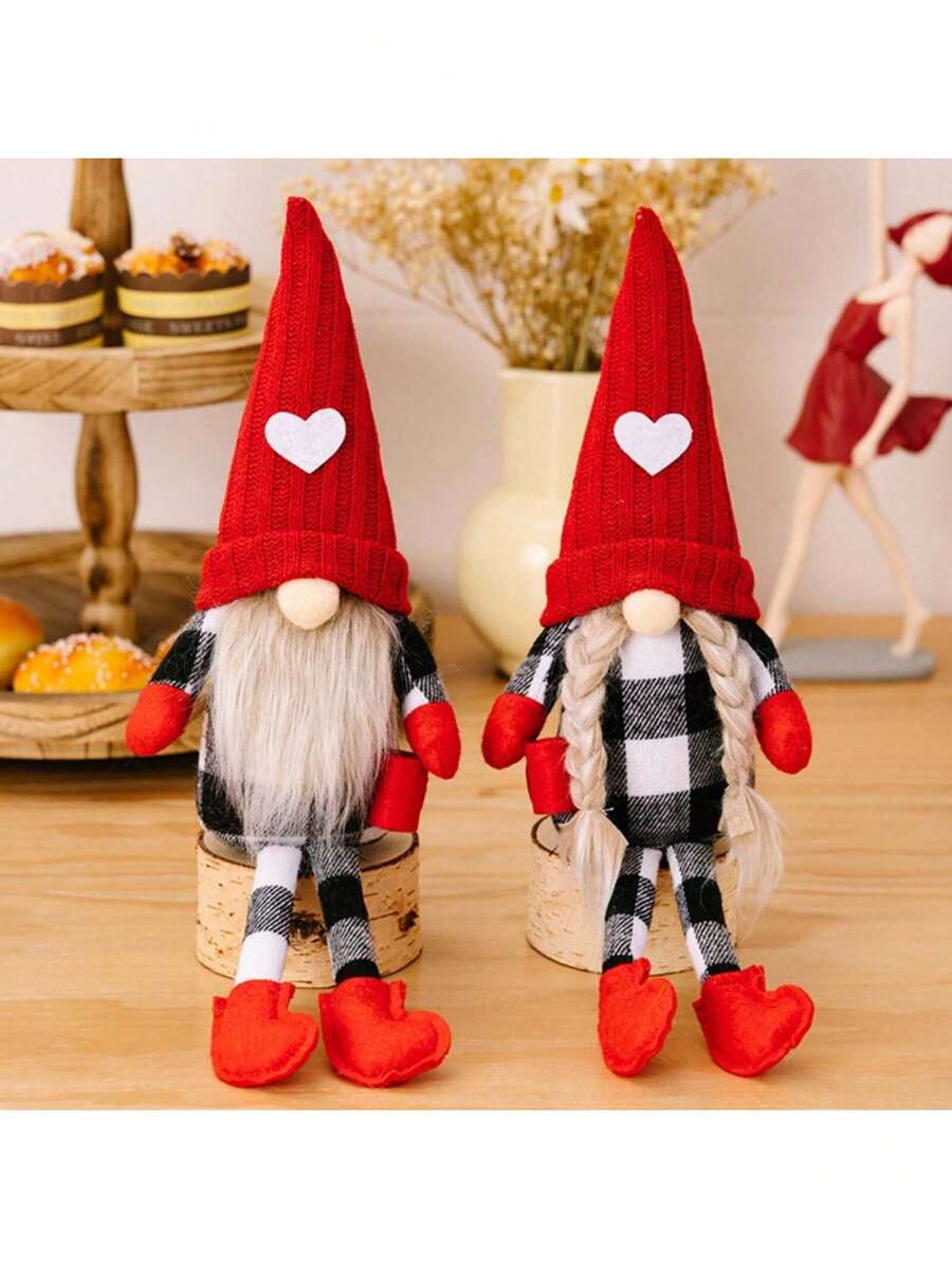 2pcs Decor Gnomes, Fall Home Decor Gnome Suitable For Room, Office, Living Room, Bedroom Decor, Special Gifts For Men & Women. Best Choice For Decorations. Fall Decorations For Home - Red - View 1