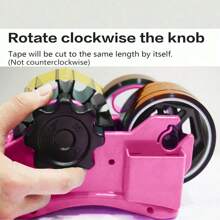 Cute Pink Desk Tape Dispenser With Pen Slot, 1 Inch And 3 Inch Double Roll Cores, Semi-Automatic, 3/4 Inch Thermal Tape Dispenser And Cutter, Designed For Office, School And Warehouse Back To School - Pink - View 5