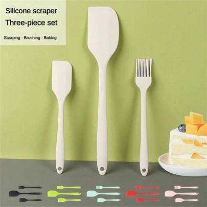 3-Piece Spot Integrated Silicone Spatula Oil Brush 3-Piece Set Baking Cream Spatula Single Cake Scraper Baking Tool