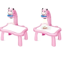 Escritorio Dibujo Musical Con Luz Proyector Infantil Pizarra - VACA ROSA - Ver 3