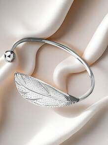 1 件 925 纯银女士袖口手链，可调节叶形，适合派对、生日、情人节的奢华礼物 - 銀色 - 查看 4