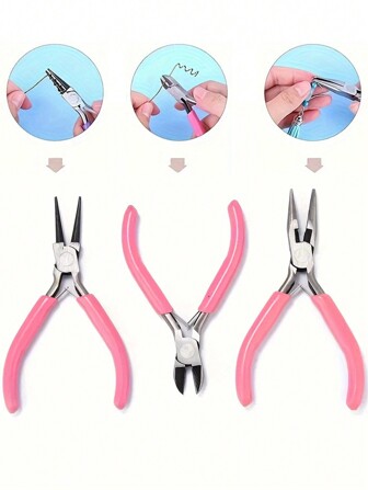 Mini Angled Pliers, Round Bent Tip Pliers, Insulated Jewelry Making Tool Suitable For Beading
