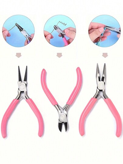 Mini Angled Pliers, Round Bent Tip Pliers, Insulated Jewelry Making Tool Suitable For Beading