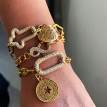 1Pc Chunky Carabiner Clasp Necklace Buckle Women's Bracelet With A Fashionable Pendant, Suitable For Daily Wear By Women
