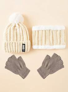 2/3 Peças Conjunto Chapéu, Lenço e Luvas da Moda para Mulheres, Gorro de Inverno Quente de Camada Dupla, Lenço de Pescoço Feminino, Touca Balacrava para Menina