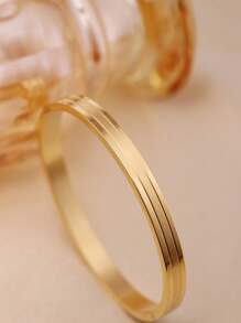 1 chiếc vòng tay thép không gỉ hoàn thiện mờ đơn giản và thời trang dành cho phụ nữ, quà tặng Giáng sinh - Vàng - Xem 5