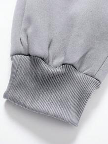 Men's Solid Plain Casual Warm Fleece Drawstring Pants - Grey - View 3