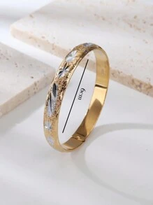 1pc Women's Genuine Gold Two-Tone Bangle, Suitable For Daily Wear