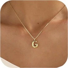 suteyi Bubble Letter Necklace Gold 14K Gold Plated Necklace Initial Necklaces For Women Dainty Bubble Alphabet Pendant Personalized Jewelry Gift - Gold - View 17