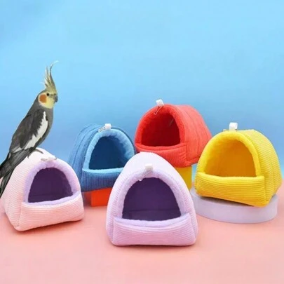 1 件可爱毛绒吊床鸟巢，适合鸟类、鹦鹉、仓鼠等小型宠物，秋冬季保暖，笼子配件
