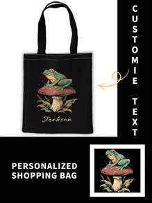 1pc Customized Canvas Bag, Unique Design (Photo, Landscape, Illustration), Foldable, Large Capacity, Lightweight, Stylish, Personalized Tote Bag, Shoulder Bag, Casual Shopping Bag,Bridesmaid Gifts Shop Back To School - Multicolor - View 1