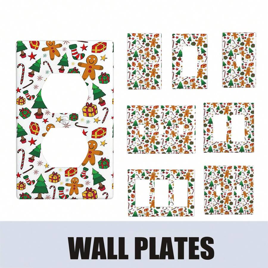 1pc Light Switch Plate Wall Plate Cover Decorative Light Switch Cover Wall Plate Cover Switch Cover Wall Plate - Santa Claus Gingerbread Pattern Box - View 1