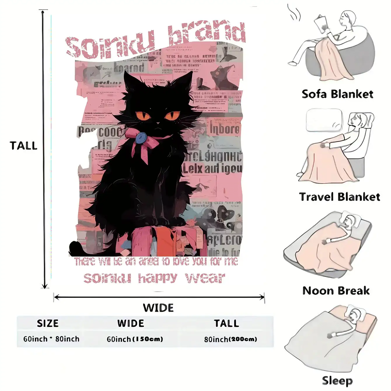 1 Pc Gift Small Animal Elements Anime Pattern Fall And Winter Thickened Soft Blanket For You To Weave The Holiday Dream Rectangle For All Seasons Cozy Home Living Room Bedroom Home Essentials Multiple Sizes - Multicolor - View 5