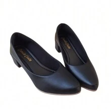 Women's Pumps Low Thick Heel Comfortable Formal Shoes - màu đen - Xem 2
