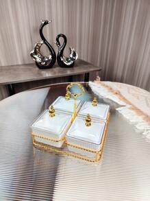 1 zestaw stojaków w odcieniu złota z górną częścią z tykwy, taca z koralikami, swobodny wystrój domu