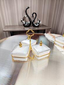 1 zestaw stojaków w odcieniu złota z górną częścią z tykwy, taca z koralikami, swobodny wystrój domu