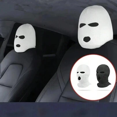 1/2pcs Funny Car Seat Headrest Decorative Cover Accessories, Car Modification Decorative Seat Mask, Riding Hat, Warm Headband Cover