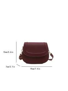 Bolso bandolera mini silla de montar de unicolor con relieve - Rojo - Ver 3